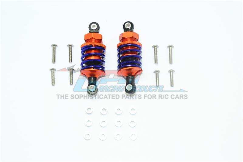 Aluminum Front Or Rear Spring Dampers (50mm) For 1:10 R/C Cars - 1Pr Set Orange