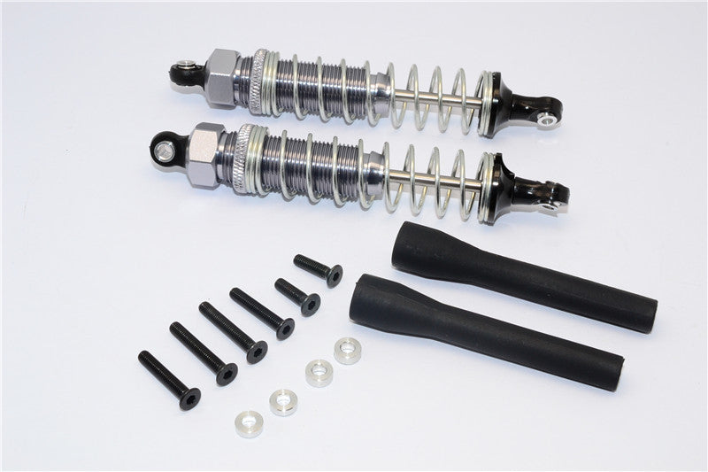 Off Road - Plastic Ball Top Damper (95mm) With Dust-Proof Black Plastic Cover & Washers & Screws - 1Pr Set Gray Silver