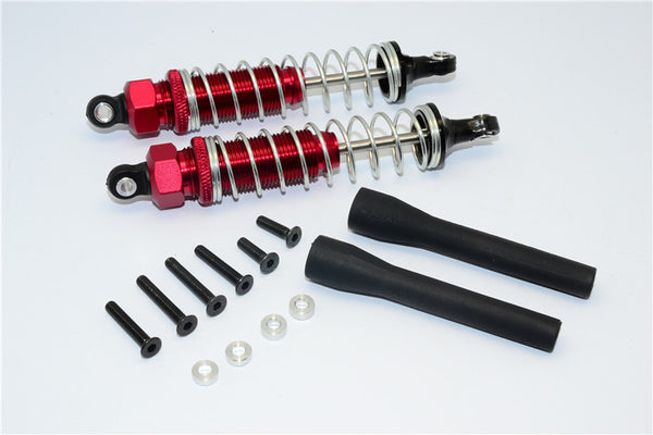Off Road - Plastic Ball Top Damper (95mm) With Dust-Proof Black Plastic Cover & Washers & Screws - 1Pr Set Red