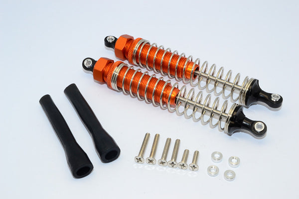 Off-Road - Plastic Ball Top Damper (110mm) With Dust-Proof Black Plastic Cover & Washers & Screws - 1Pr Set Orange