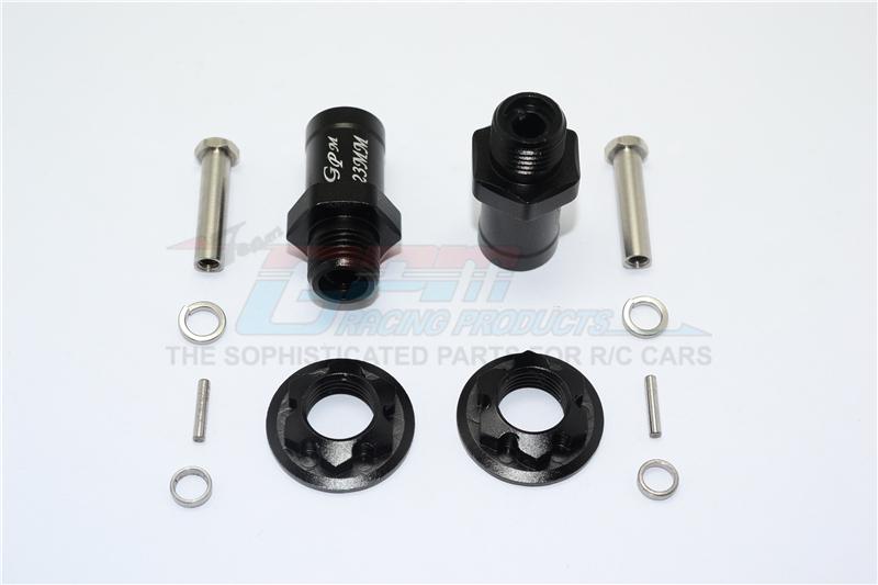 Aluminum Rear Wheel Hex Adaptors 23mm - 1 Set Black