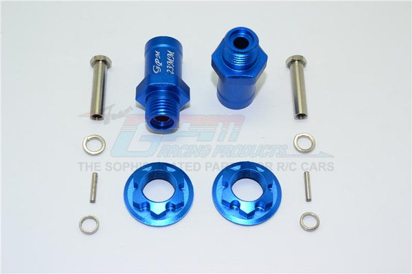 Aluminum Rear Wheel Hex Adaptors 23mm - 1 Set Blue