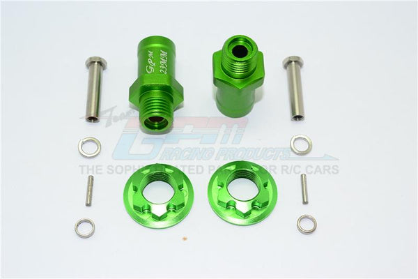 Aluminum Rear Wheel Hex Adaptors 23mm - 1 Set Green