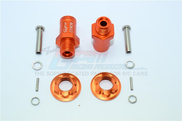 Aluminum Rear Wheel Hex Adaptors 23mm - 1 Set Orange