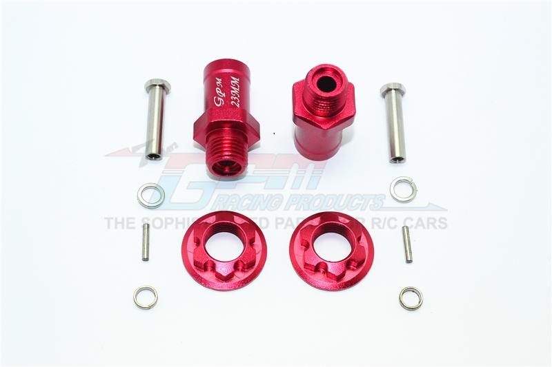 Aluminum Rear Wheel Hex Adaptors 23mm - 1 Set Red