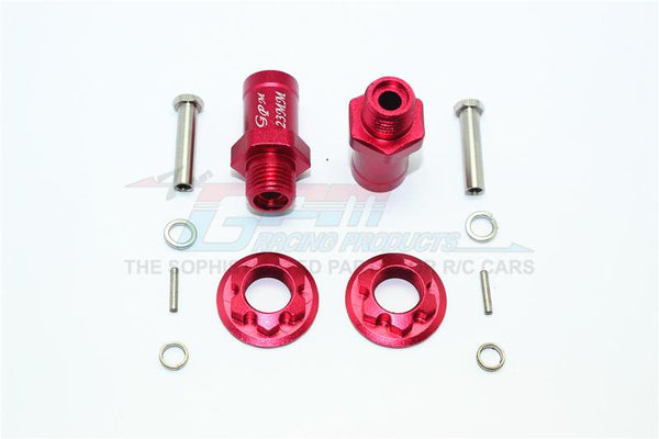 Aluminum Rear Wheel Hex Adaptors 23mm - 1 Set Red