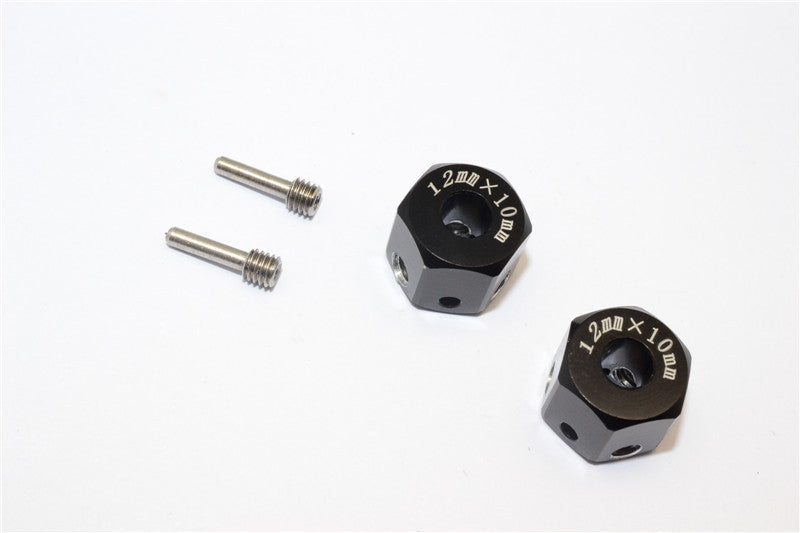 Aluminum Universal Hex Adapter 12mmx11mm - 2Pcs Set Black