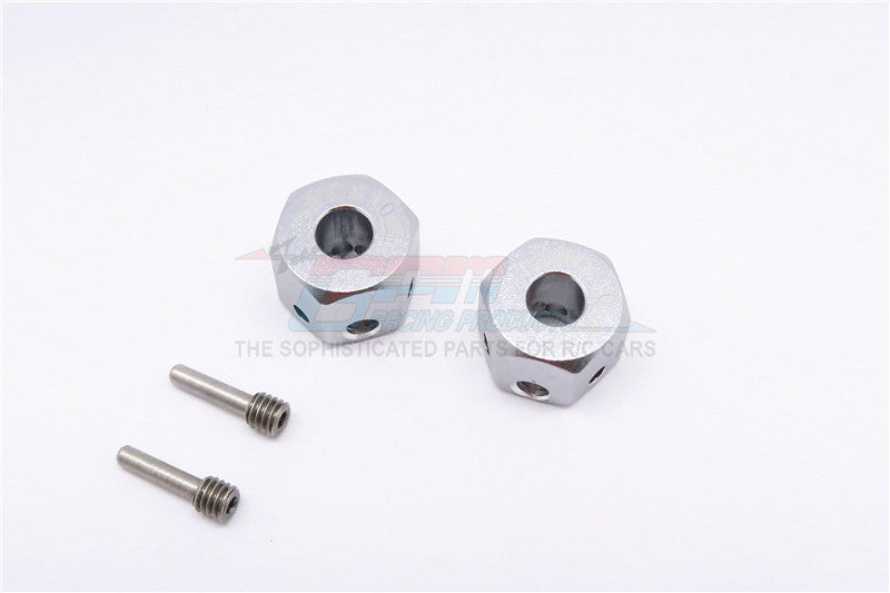 Aluminum Universal Hex Adapter 12mmX10mm - 2Pcs Set Gray Silver