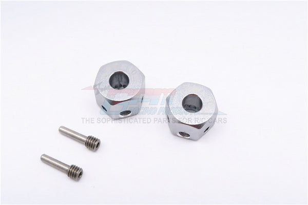 Aluminum Universal Hex Adapter 12mmX10mm - 2Pcs Set Gray Silver