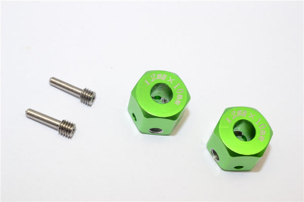 Aluminum Universal Hex Adapter 12mmx11mm - 2Pcs Set Green