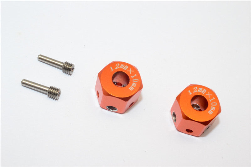Aluminum Universal Hex Adapter 12mmx10mm - 2Pcs Set Orange