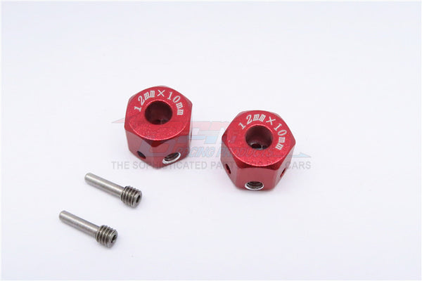 Aluminum Universal Hex Adapter 12mmX10mm - 2Pcs Set Red