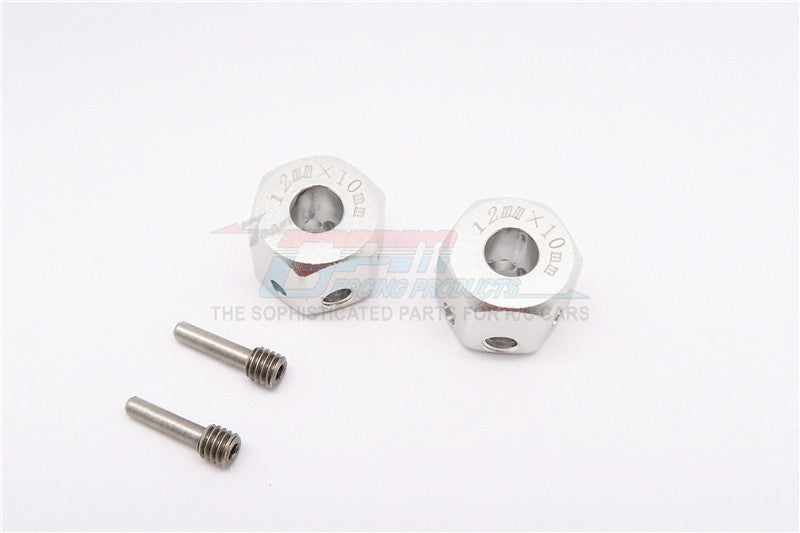 Aluminum Universal Hex Adapter 12mmX10mm - 2Pcs Set Silver