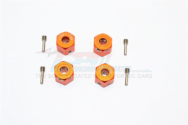 Aluminum Universal Hex Adapter 12mmx10mm - 4Pcs Set Orange