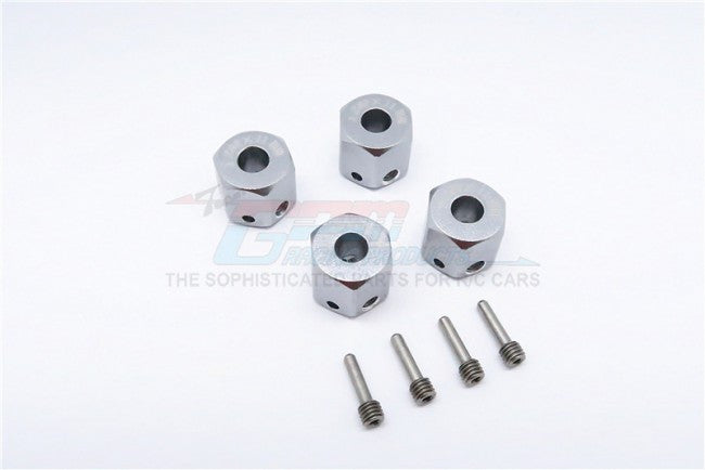 Aluminum Universal Hex Adapter 12mmx11mm - 4Pcs Set Gray Silver
