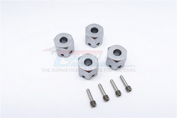 Aluminum Universal Hex Adapter 12mmx11mm - 4Pcs Set Gray Silver