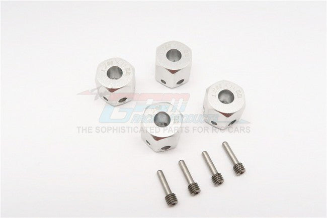 Aluminum Universal Hex Adapter 12mmx11mm - 4Pcs Set Silver