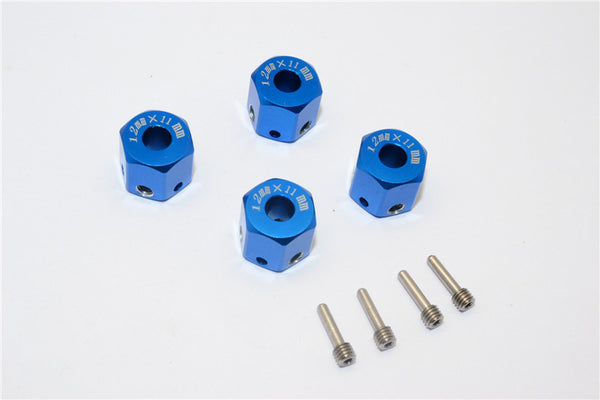 Aluminum Universal Hex Adapter 12mmx11mm - 4Pcs Set Blue