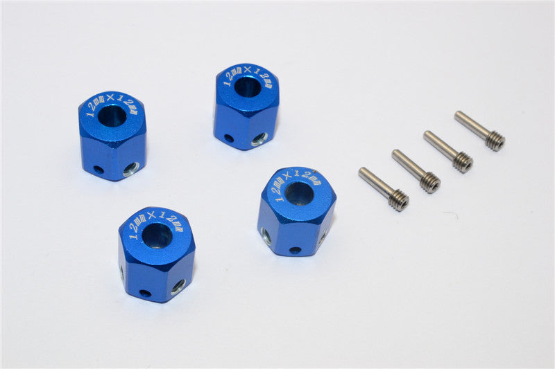 Aluminum Universal Hex Adapter 12mmx12mm - 4Pcs Set Blue