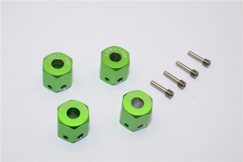 Aluminum Universal Hex Adapter 12mmx12mm - 4Pcs Set Green