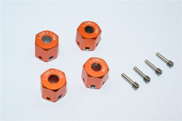 Aluminum Universal Hex Adapter 12mmx12mm - 4Pcs Set Orange