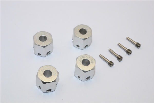 Aluminum Universal Hex Adapter 12mmx12mm - 4Pcs Set Silver