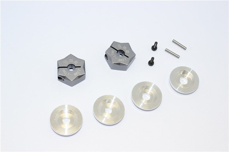 Aluminum Hex Adapter From 12mm Convert To 17mm With 8mm Thickness - 2Pcs Set Gray Silver