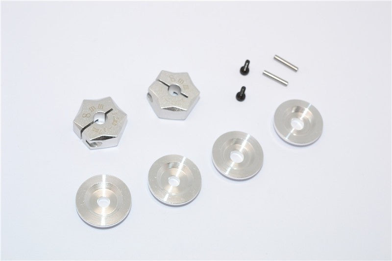 Aluminum Hex Adapter From 12mm Convert To 17mm With 8mm Thickness - 2Pcs Set Silver