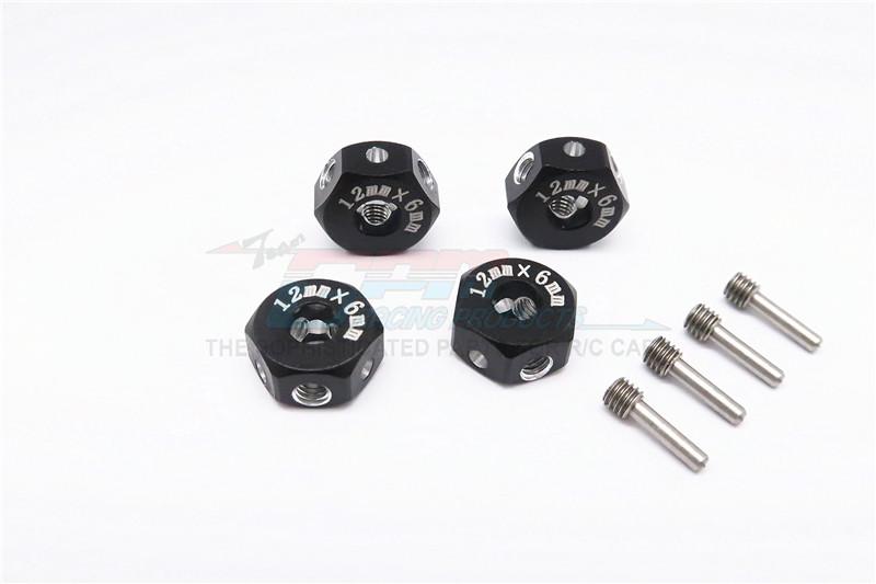 Aluminum Universal Hex Adapter 12mmx6mm - 4Pcs Set Black