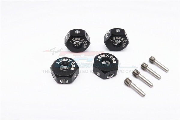 Aluminum Universal Hex Adapter 12mmx6mm - 4Pcs Set Black