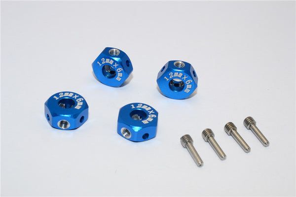 Aluminum Universal Hex Adapter 12mmx6mm - 4Pcs Set Blue