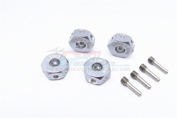 Aluminum Universal Hex Adapter 12mmX6mm - 4Pcs Set Gray Silver