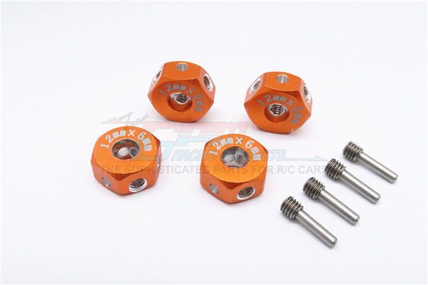 Aluminum Universal Hex Adapter 12mmx6mm - 4Pcs Set Orange