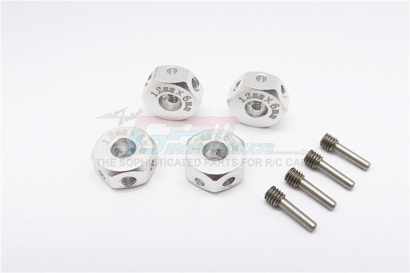 Aluminum Universal Hex Adapter 12mmx6mm - 4Pcs Set Silver