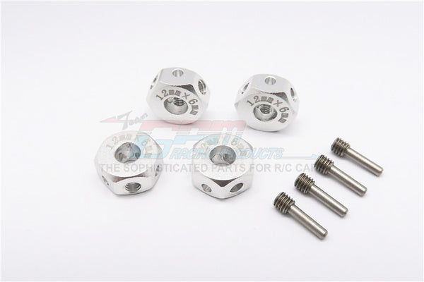 Aluminum Universal Hex Adapter 12mmx6mm - 4Pcs Set Silver