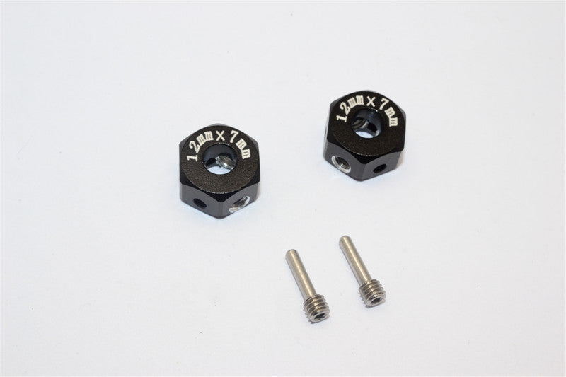 Aluminum Universal Hex Adapter 12mmx7mm - 2Pcs Set Black