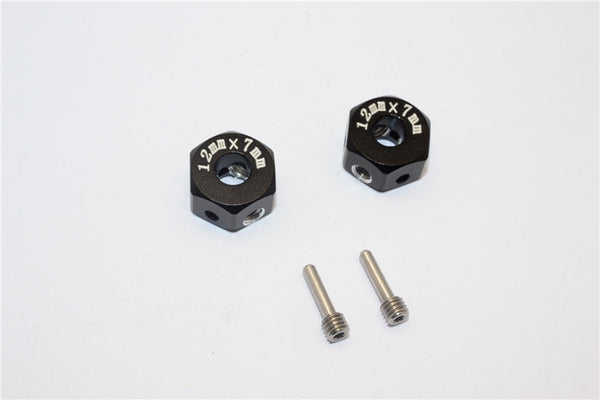 Aluminum Universal Hex Adapter 12mmx7mm - 2Pcs Set Black