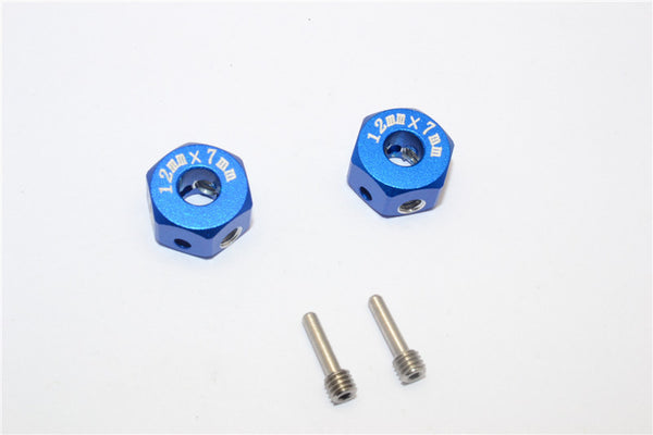 Aluminum Universal Hex Adapter 12mmx7mm - 2Pcs Set Blue