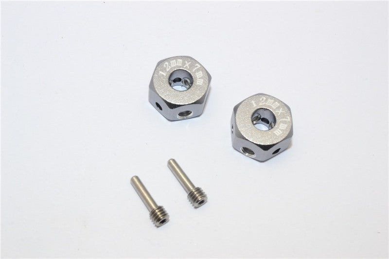 Aluminum Universal Hex Adapter 12mmx7mm - 2Pcs Set Gray Silver