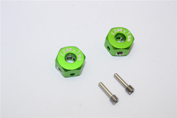 Aluminum Universal Hex Adapter 12mmx7mm - 2Pcs Set Green