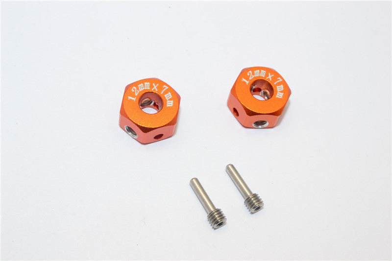 Aluminum Universal Hex Adapter 12mmx7mm - 2Pcs Set Orange