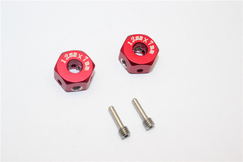 Aluminum Universal Hex Adapter 12mmx7mm - 2Pcs Set Red