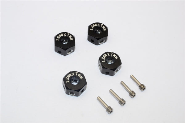 Aluminum Universal Hex Adapter 12mmx7mm - 4Pcs Set Black