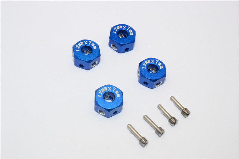 Aluminum Universal Hex Adapter 12mmx7mm - 4Pcs Set Blue