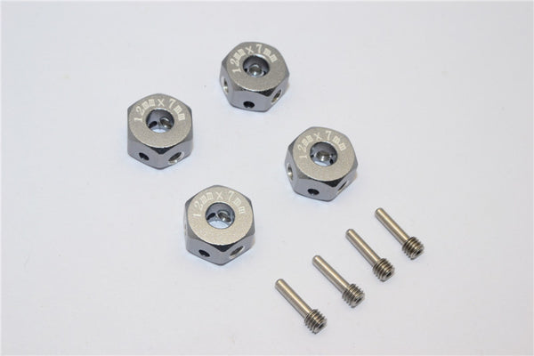 Aluminum Universal Hex Adapter 12mmx7mm - 4Pcs Set Gray Silver