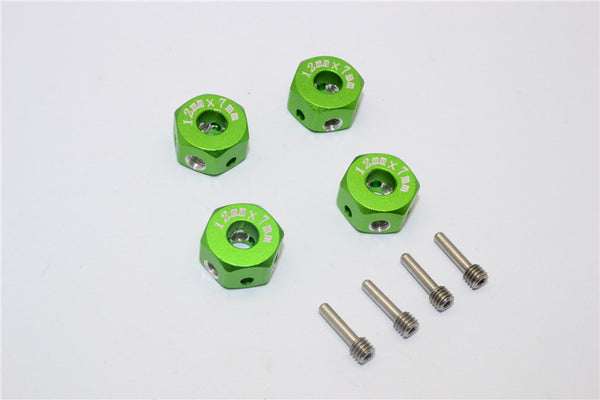 Aluminum Universal Hex Adapter 12mmx7mm - 4Pcs Set Green
