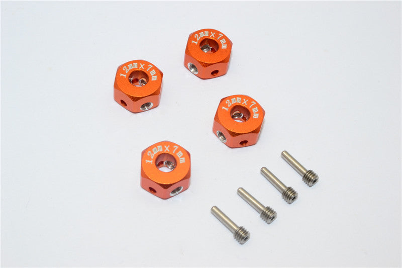 Aluminum Universal Hex Adapter 12mmx7mm - 4Pcs Set Orange