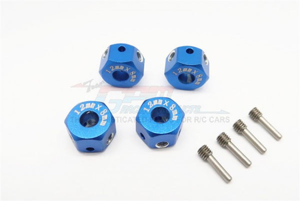 Aluminum Universal Hex Adapter 12mmx8mm - 4Pcs Set Blue