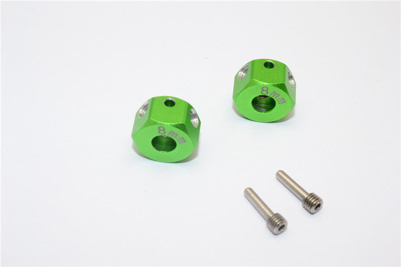 Aluminum Universal Hex Adapter 12mmx8mm - 2Pcs Set Green