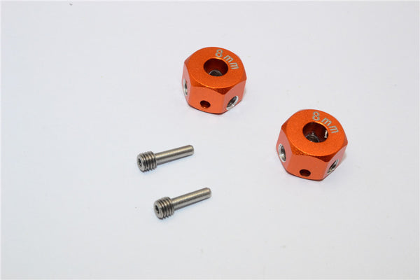 Aluminum Universal Hex Adapter 12mmx8mm - 2Pcs Set Orange